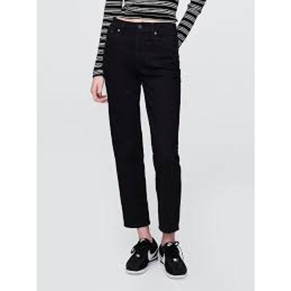 Gap Cheeky straight high rise black denim jeans Women's size 32 14T - Picture 1 of 4
